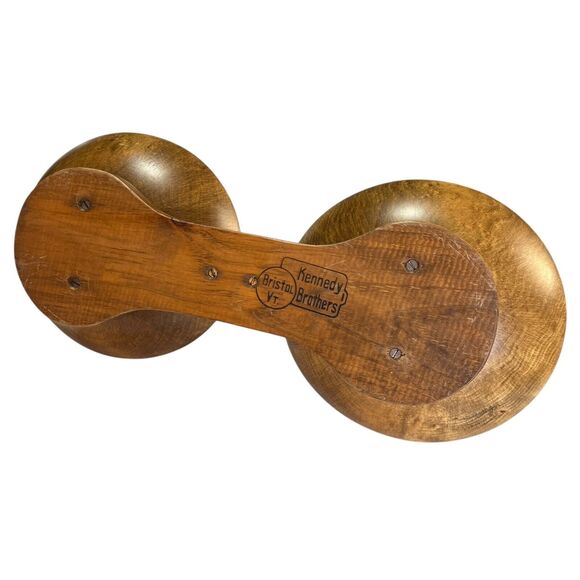 Vtg Dual Dark Wood Serving Bowls Tray Mid Century MCM Kennedy Brothers VT Prim - Picture 3 of 6